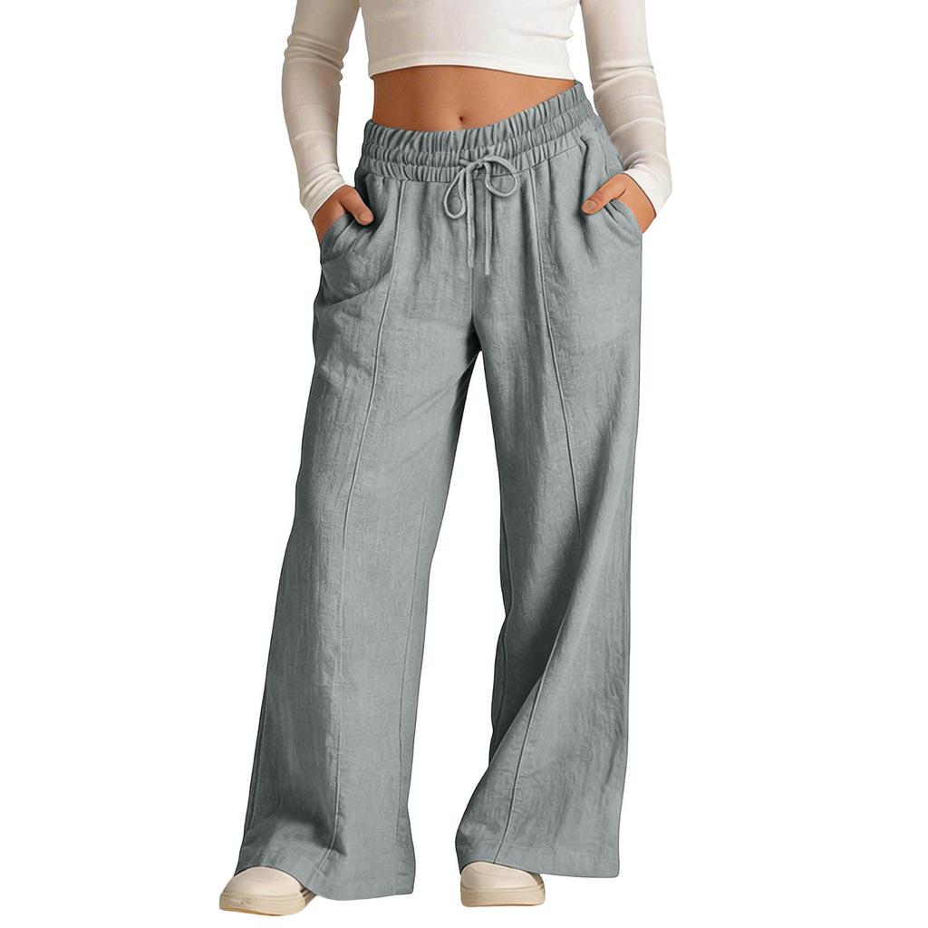 Loose Fit Wide Leg Casual Pants for Kids Adjustable Waistband Drawstring Closure Lightweight Fabric Unisex Design Suitable for Everyday Wear