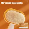 Pet Grooming Comb Self-Cleaning Dog Shedding Brush Angled Stainless Steel Teeth Massage Comb