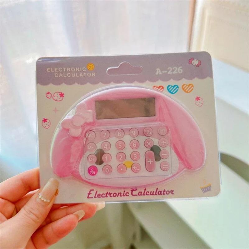 Sanrio Anime Hello Kitty Kawaii Cat Head Calculator Cinnamoroll Kuromi My Melody Convenient Mini Computer Cute Girly Heart