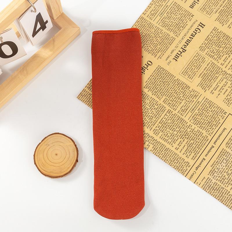 

Напольные носки утолщенные нескользящие средней длины носки для снега женские плюшевые махровые хлопковые носки в вертикальную полоску носки прямой трубы однотонные носки One size оранжевый