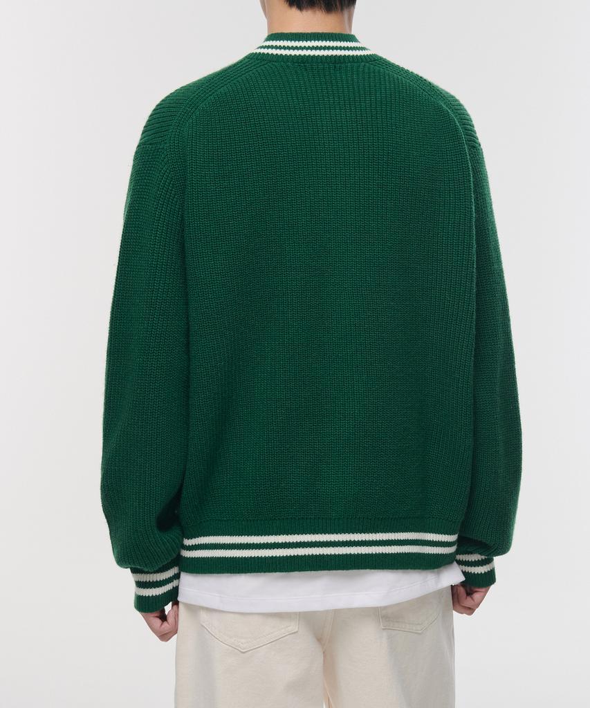 Musinsa Standard Varsity Knit Cardigan [Green/Cream]