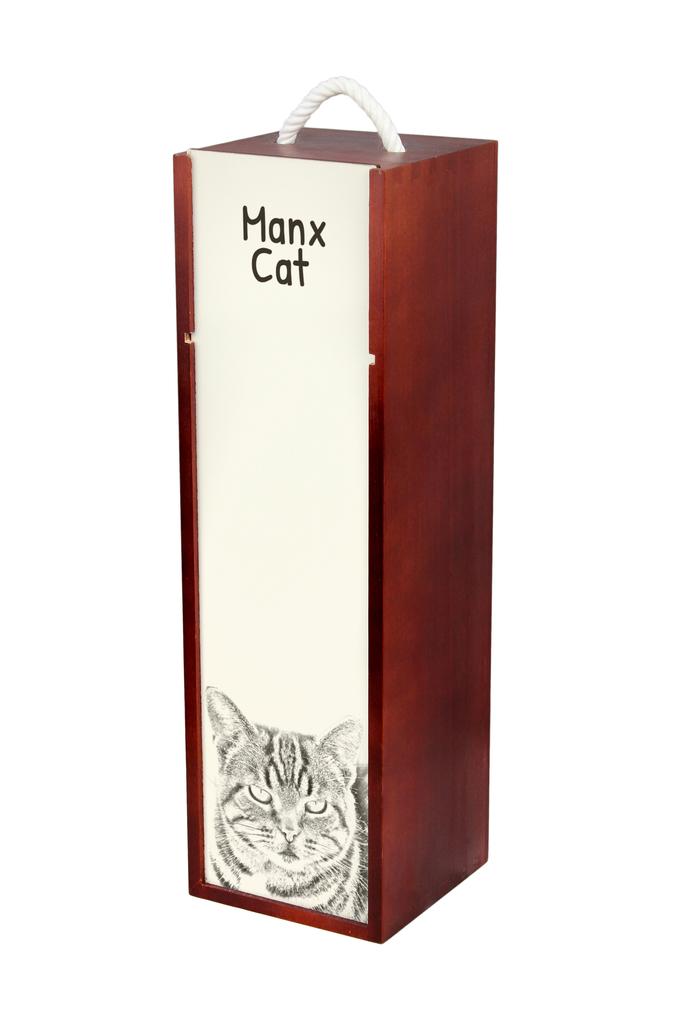Manx - Wine Box with a Cat, Alcohol Box with Graphics, Personalized Gift Box from the Art-Dog Brand