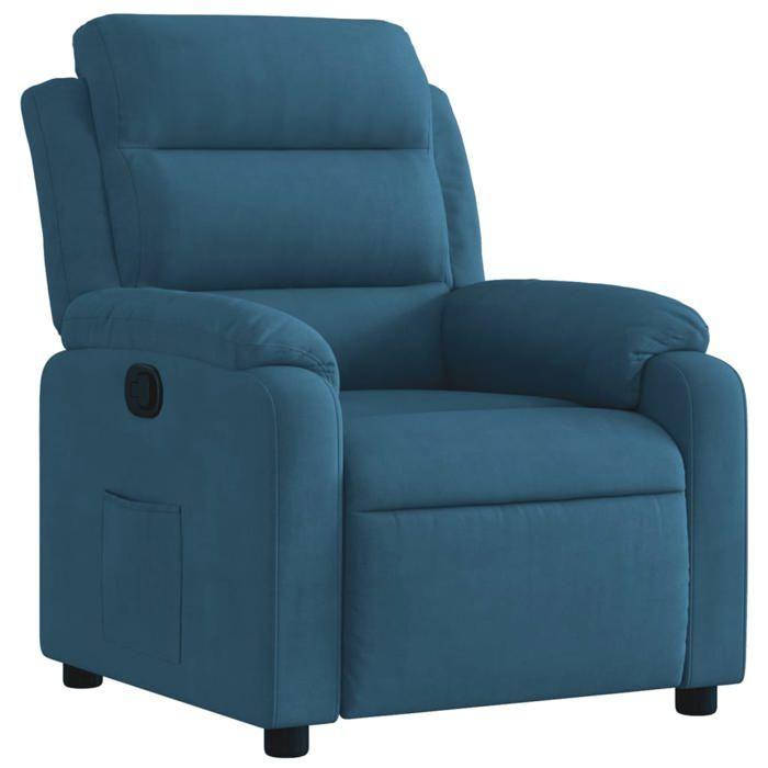 VidaXL Fauteuil Inclinable, Chaise avec Repose-pieds, Siège avec Dossier et Accoudoirs Salon Salle de Séjour, Moderne, Bleu 373510