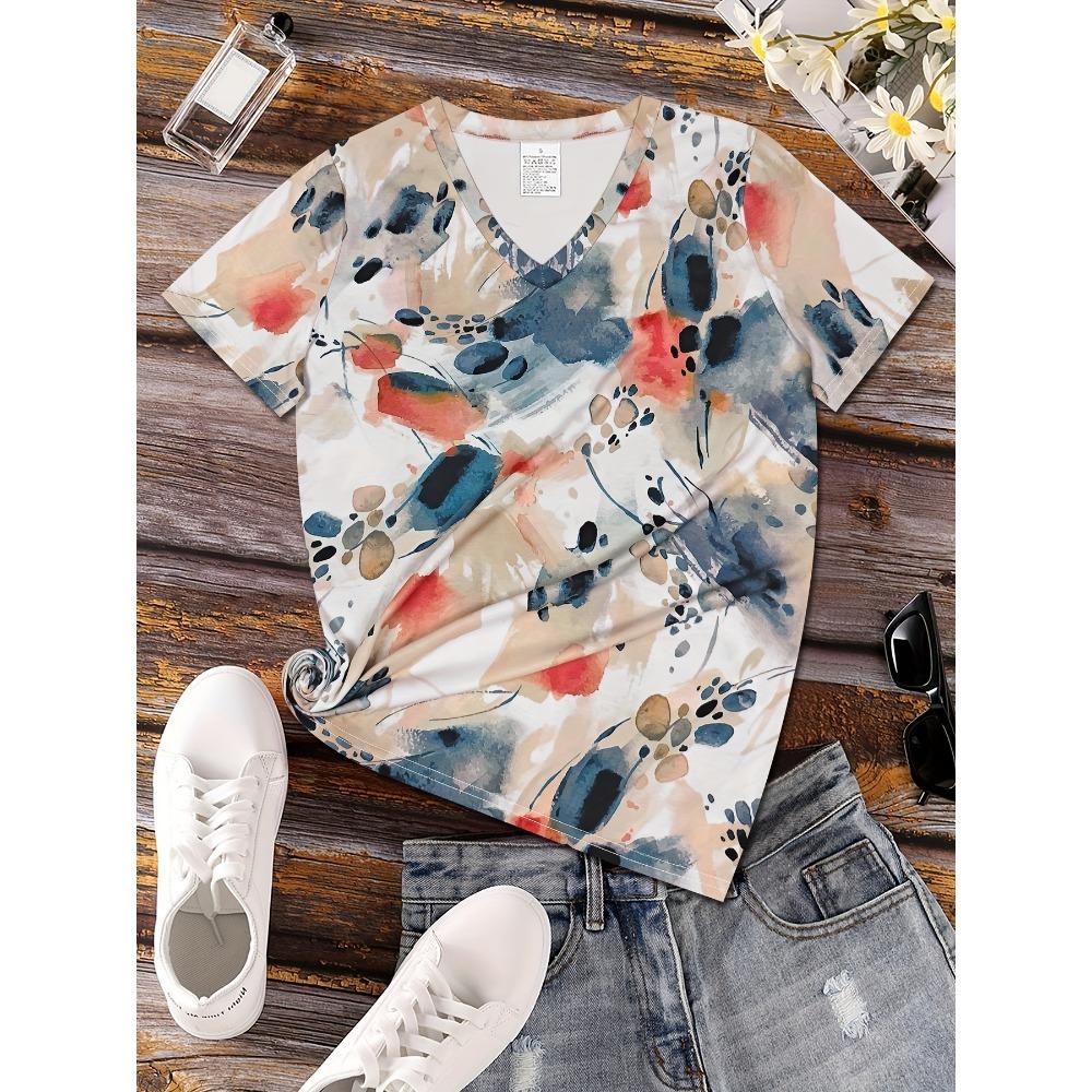 Breathable V-neck Short-sleeved T-shirt, Casual Sports Shirt, Summer New Women's Short-sleeved Top