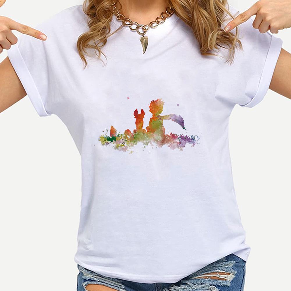 Little Prince White Print Women's Short Sleeve T-Shirt