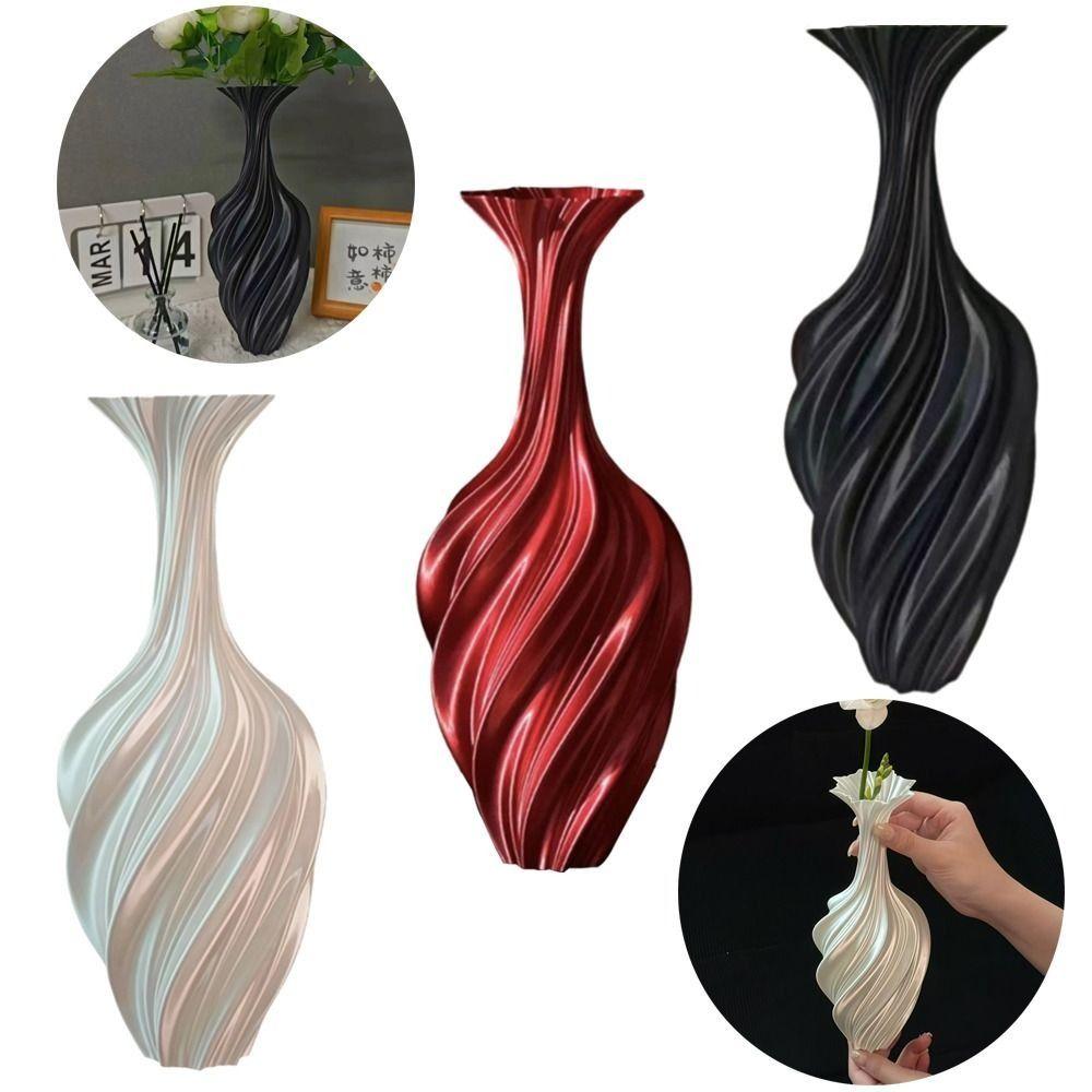 Vintage Style 3D Printed Flower Vases Swirl Pattern Minimalist Floral Decor  Tabletop Display