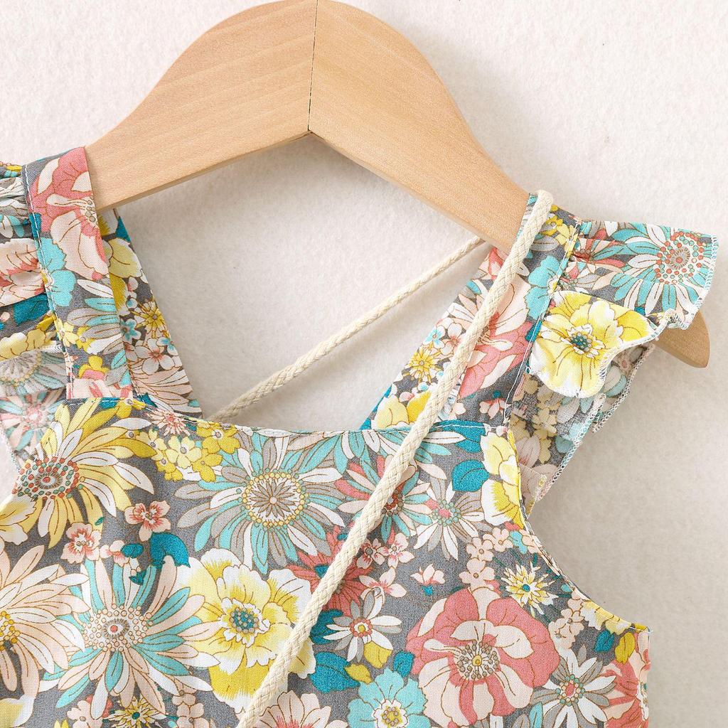 Summer Baby Girl Flutter Sleeve Dress with Bag - Princess Toddler Outfit, All-Over Print.