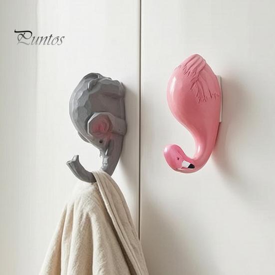 Cute Home Decor Hooks Animal Wall Hook, Flamingos/Giraffes/Swans/Elephants Shape Hanger, Self Adhesive Flamingo Coat Resin Decorative Hook for