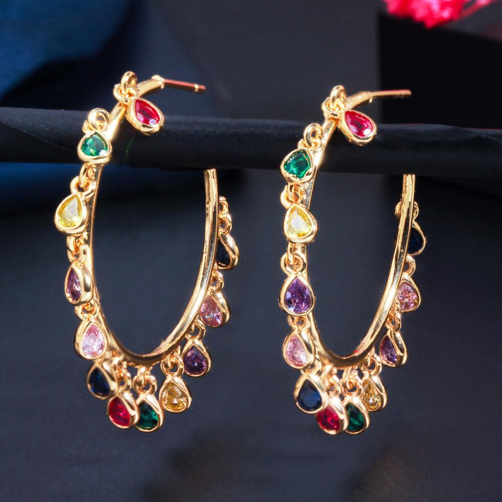 Ircons Fringed Cubic Zirconia Charms Circle Round Dangle Water Drop Earring for Women Designer Trendy Tassel Jewelry CZ828