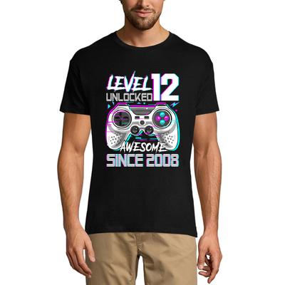 Herren-Gaming-T-Shirt Level 12 Unlocked – Awesome Since 2008 – Geschenk zum 12. Geburtstag