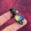 Regenbogen-Solarquarz-Druse Anhänger Kupferdraht umwickelt Regenbogenmondstein Schmuck