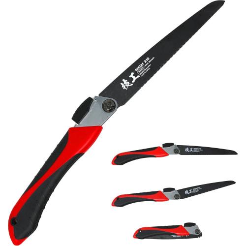 

Kakuri Sangyo Large Garbage Demolition Saw, 210mm Blade, Black Blade, Replaceable Blades, Compact Folding Saw, Two-Level Angle Adjustment, Retractable