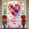 Love Mom Banner Purple Lavender Mother Honor Banner Mom Greeting Display Red Berries Happy Mother's Day Banner For Mother's