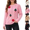 Women's Christmas Tree Snowflake Pattern Knit Sweater for Holiday Party and Winter Wear