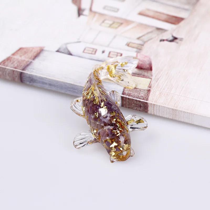 Beautiful Lucky Koi Fish Figurines Artificial Transparent Epoxy Resin Crystal Mini Fishes Desk Decoration Gift for Friend