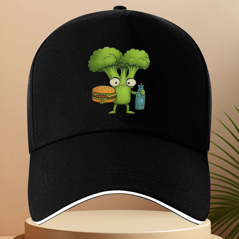 Funny Broccoli Hamburger Drink Baseball Cap Unisex Polyester Adjustable Outdoor Baseball Hat