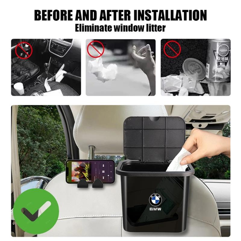 1pc Mini Car Garbage Basket Home Table Plastic Trash Can Office Supplies Dustbins Car Portable Sundries Barrel Box For BMW M