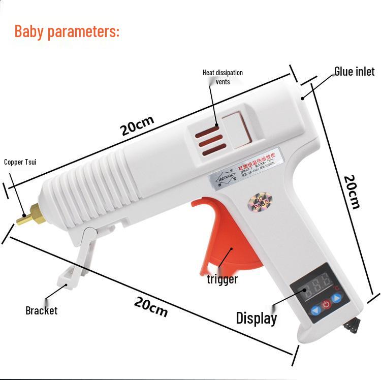 Pistol de lipit la cald cu temperatură reglabilă 120W cu afișaj digital - Grad industrial, batoane de lipici 11mm, temperatură constantă, pentru uz casnic