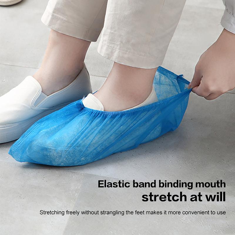 100Pcs Disposable Waterproof Shoe Cover Non-Slip Foot Cover Indoor Non-Woven Fabric Padded Overshoes Rain Mud-Proof Shoe Cover