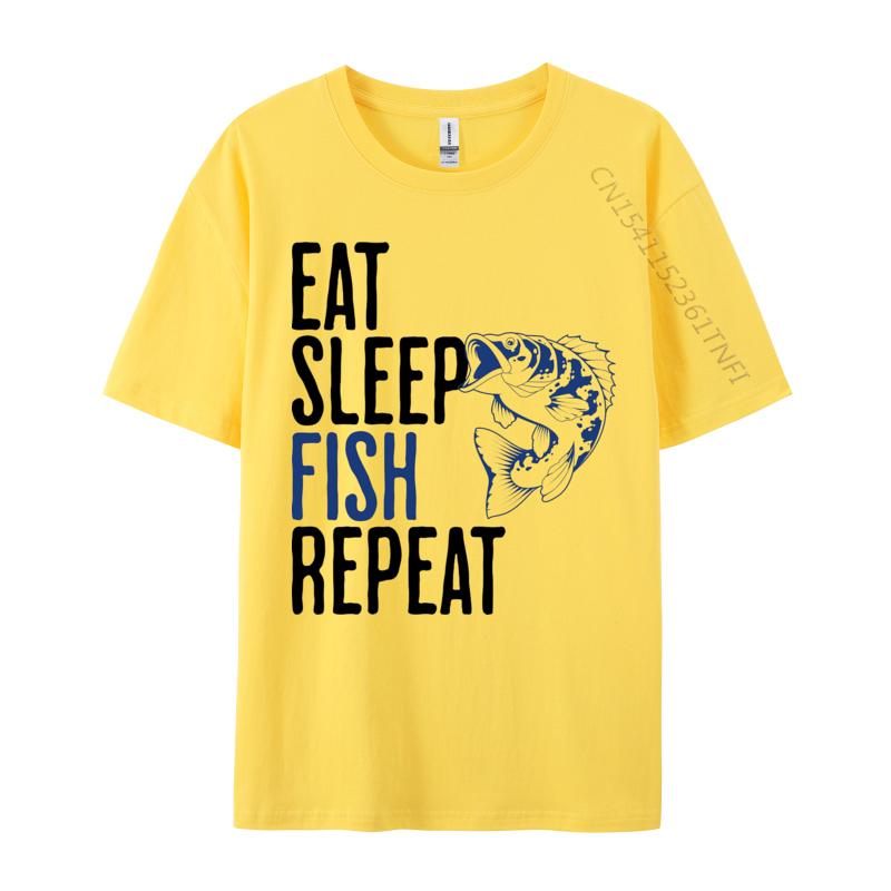 Eat Sleep Fish Repeat Tshirt Fashionable Men Tops T Shirt Rife T Shirts Graphic T Shirts 100 Cotton Black 3XL