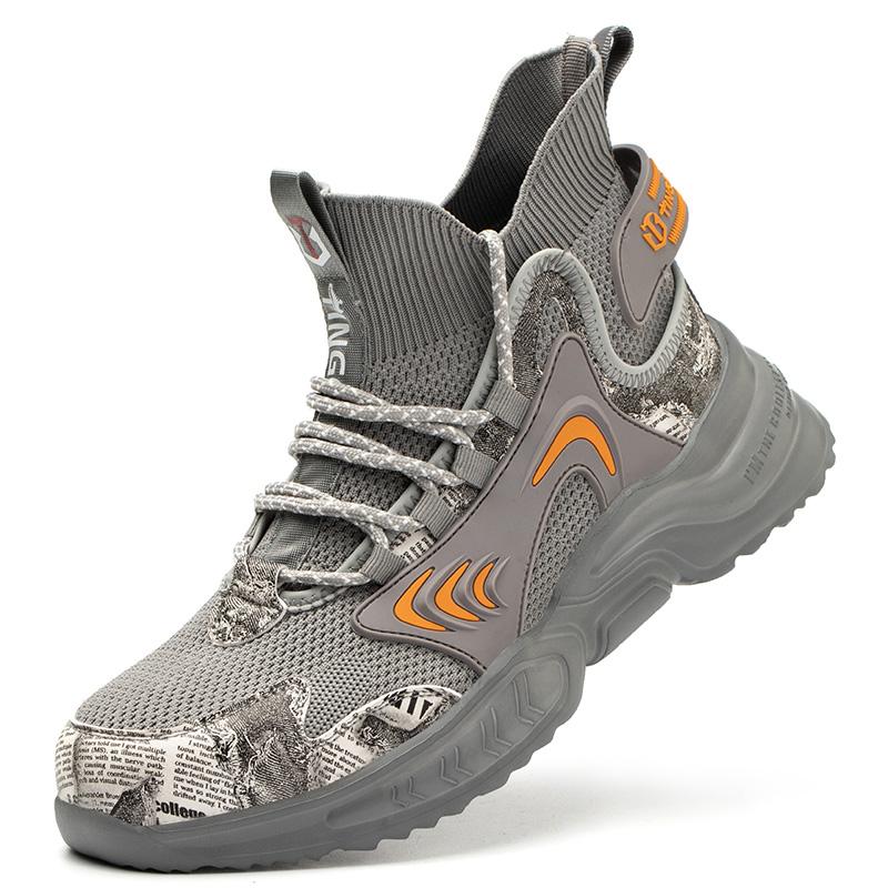 Glow At Night Men Work Safety Boots Steel Toe Cap Indestructible Puncture-Proof Sneakers Adult Male Shoes Footwear