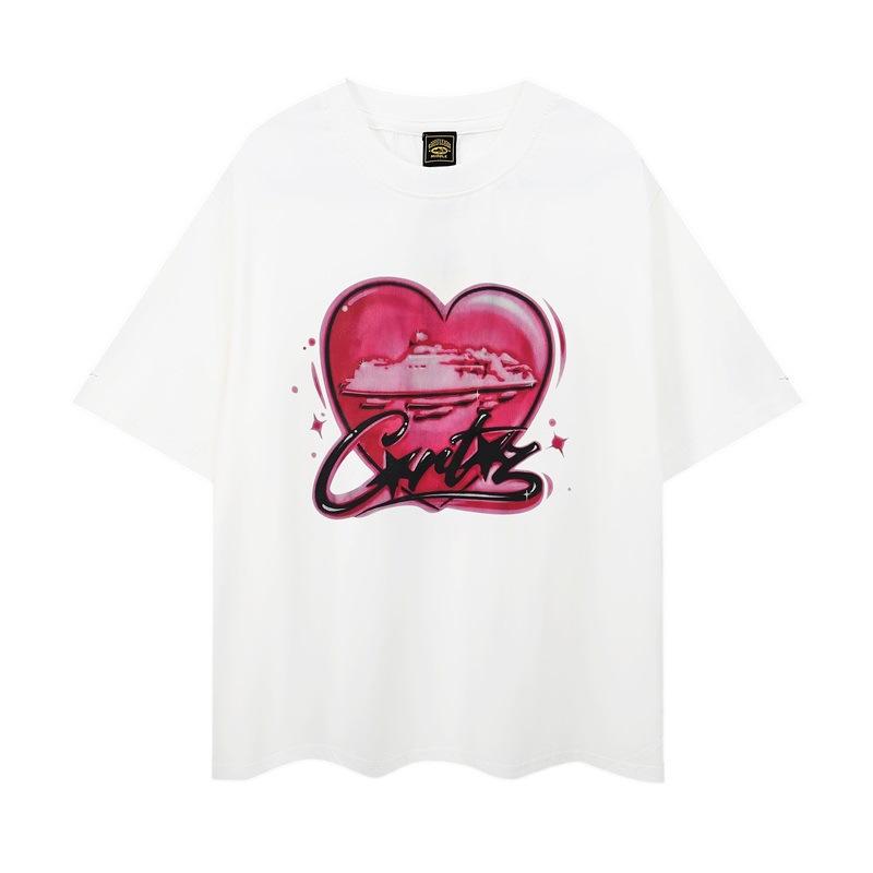Trendy brand love printing short-sleeved T-shirt for men and women of the same style, loose summer couple's clothing