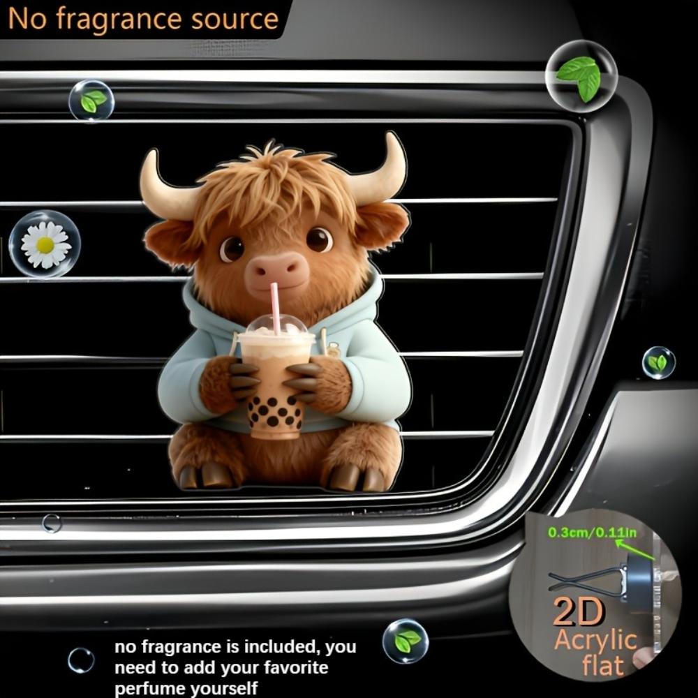 

2D flat cow car vent clip decorative diffuser (fragrance not included), car interior decoration, aromatherapy clip, ideal for holiday gifts CM