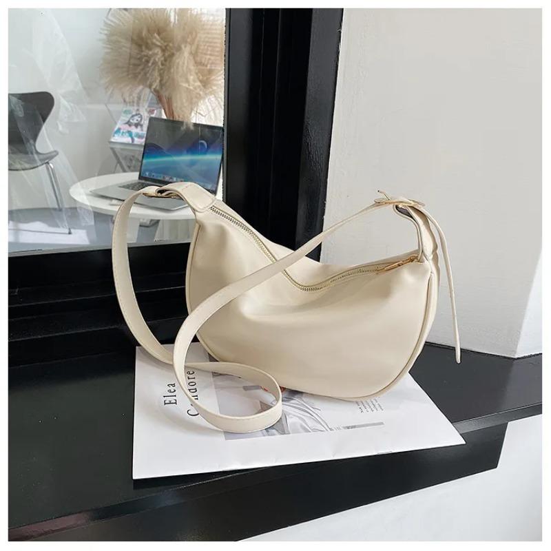 

Fashi Soft PU Leather Women s Crossbody Bags Simple Portable Ladies Shoulder Bag Handbags Commuter Female Hobos Underarm Bag бежевый