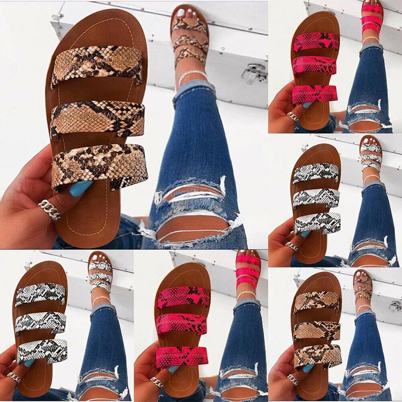 Stylish Women's Snakeskin Slippers Casual Flats Sandals Perfect For Summer Days
