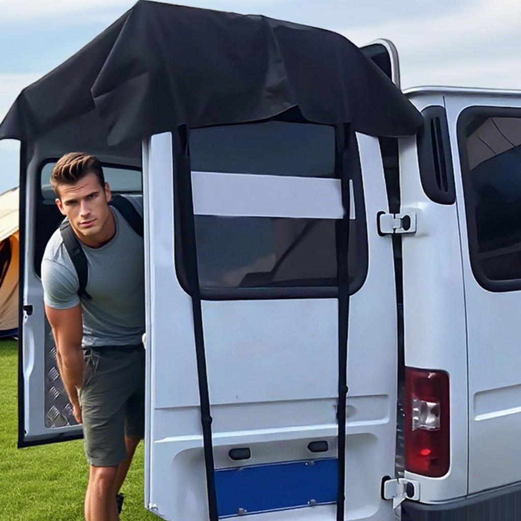 RV Rear Door Cover Sunshade Waterproof Campervan Awning Windproof Truck Van Rear Protector for Camping Beach Picnic Outdoors