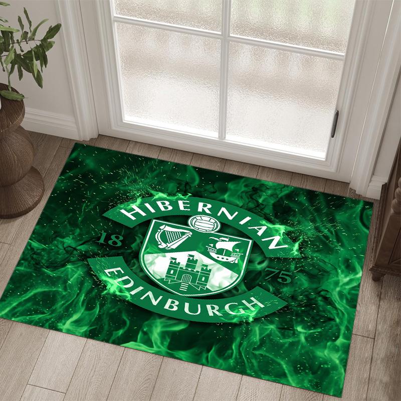 Hibernian FC Design Crystal Velvet Carpet Cozy Non?Slip Printed Rug For Bedroom Living Room Entrance