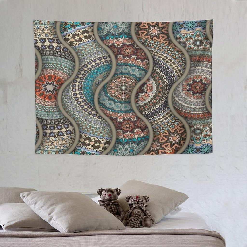 Vintage Bohemian Tapestry Wall Hanging Colorful Mandala Indian Pattern Tapestries Home Decor for Living Room Bedroom Apartment