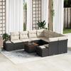 VidaXL 9-piece Garden Sofa Set with Cushions Black Poly Rattan Acacia 3356605
