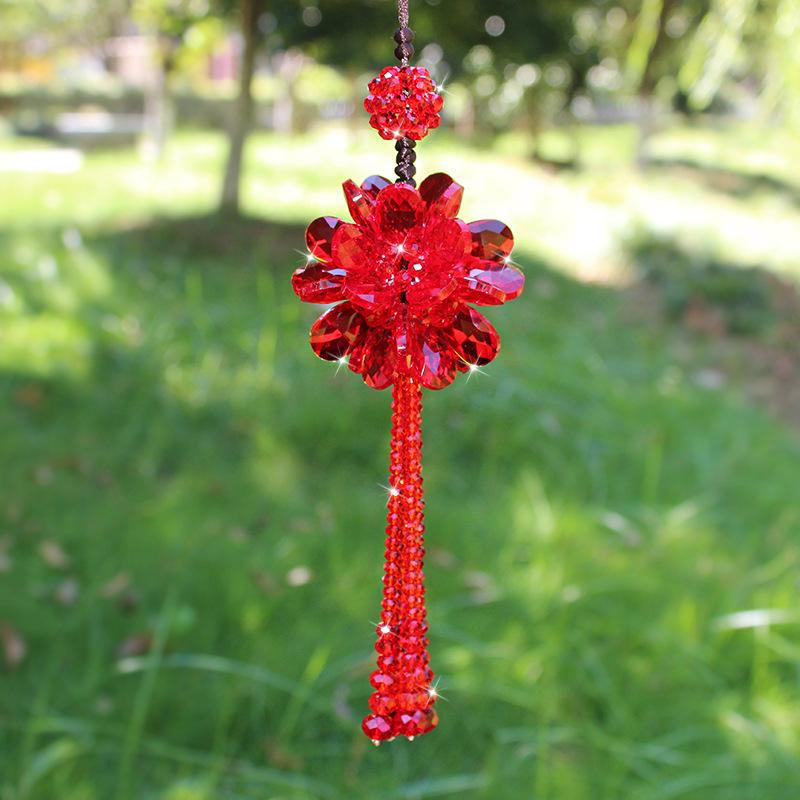 Kryształowa Peonia Pływająca Ozdoba Wysokiej Klasy Kreatywna Ręcznie Tkana Wnętrze Samochodu Zawieszka do Samochodu