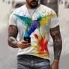 T-shirt Men's 3D Printed Bird Animal Ink Painting Pattern Summer Men And Women Fashion Casual Oversized Crew Neck T-shirt Top