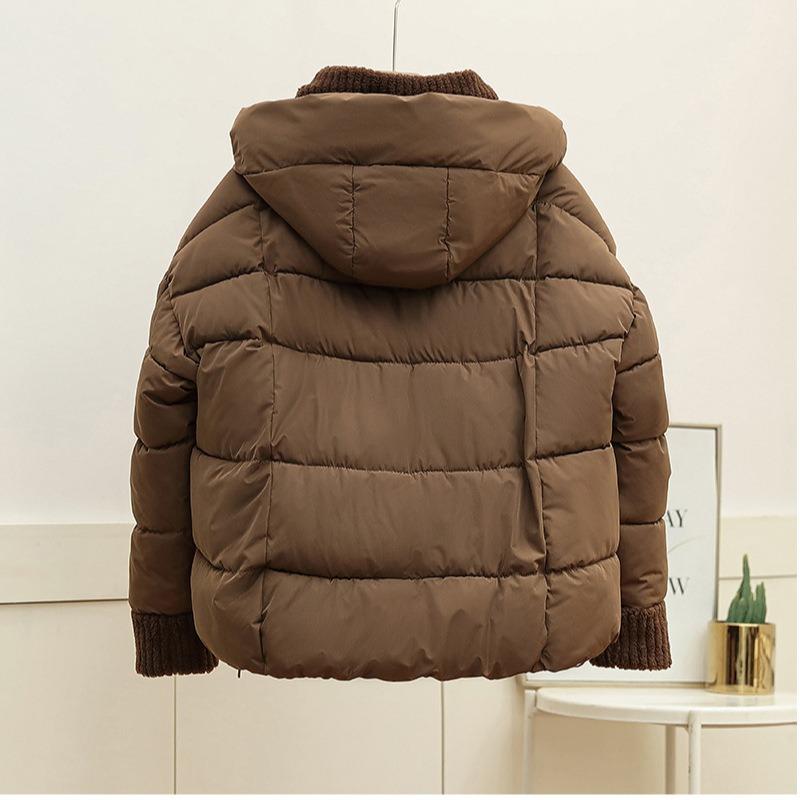 Splicing cotton clothing women's short cuff splicing lamb wool splicing season jacket