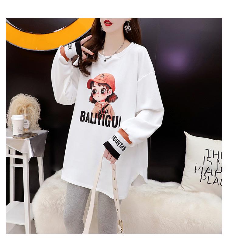 2026 New Style Women's Plus Velvet Long-Sleeve Mid-Length Hip-Covering T-shirt for Autumn/Winter