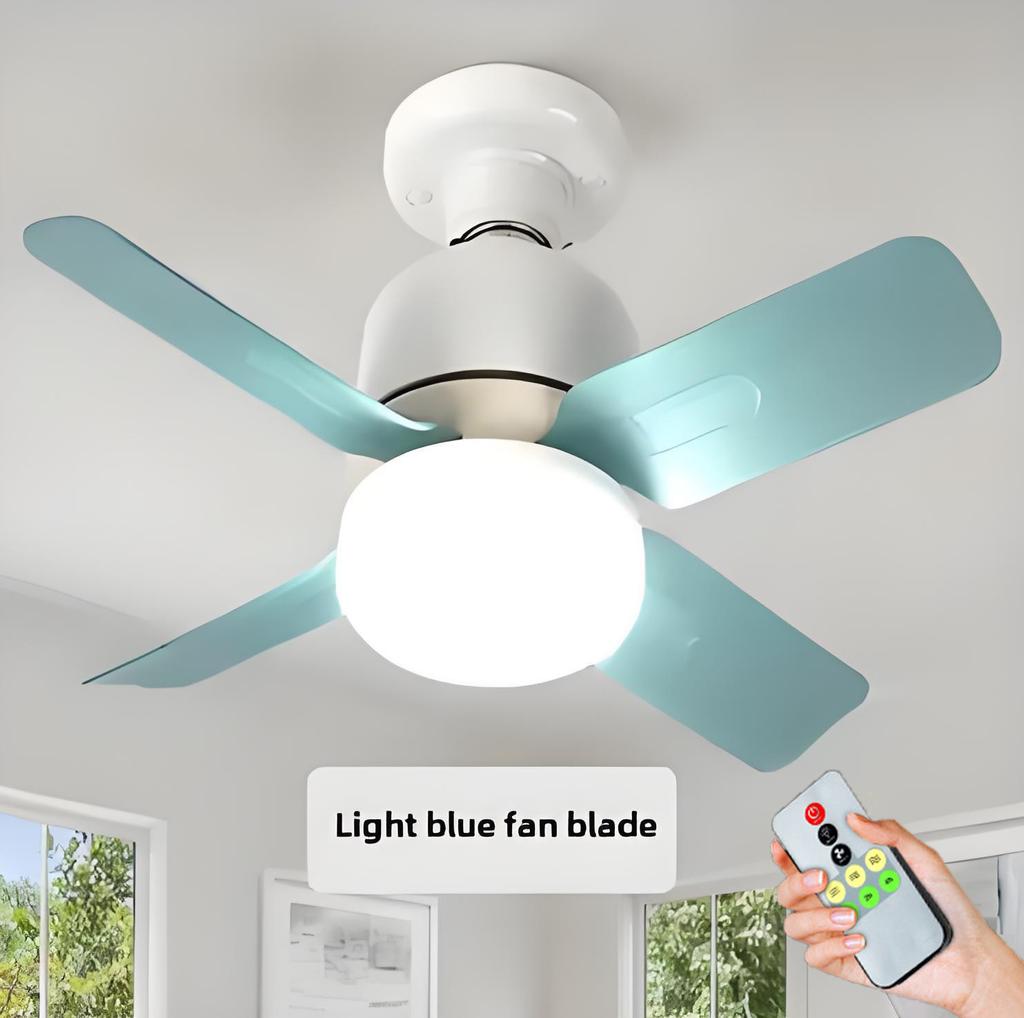 LED Light Bulbs Ceiling Fan With Light E27 Socket Remote Control Dimmable Wireless Fans Lighting For Bedroom Garage Kitchen