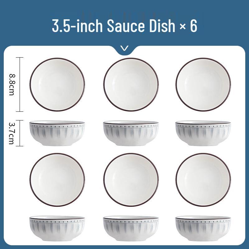 KANGMO Blue Line Ceramic Dinner Plate Set