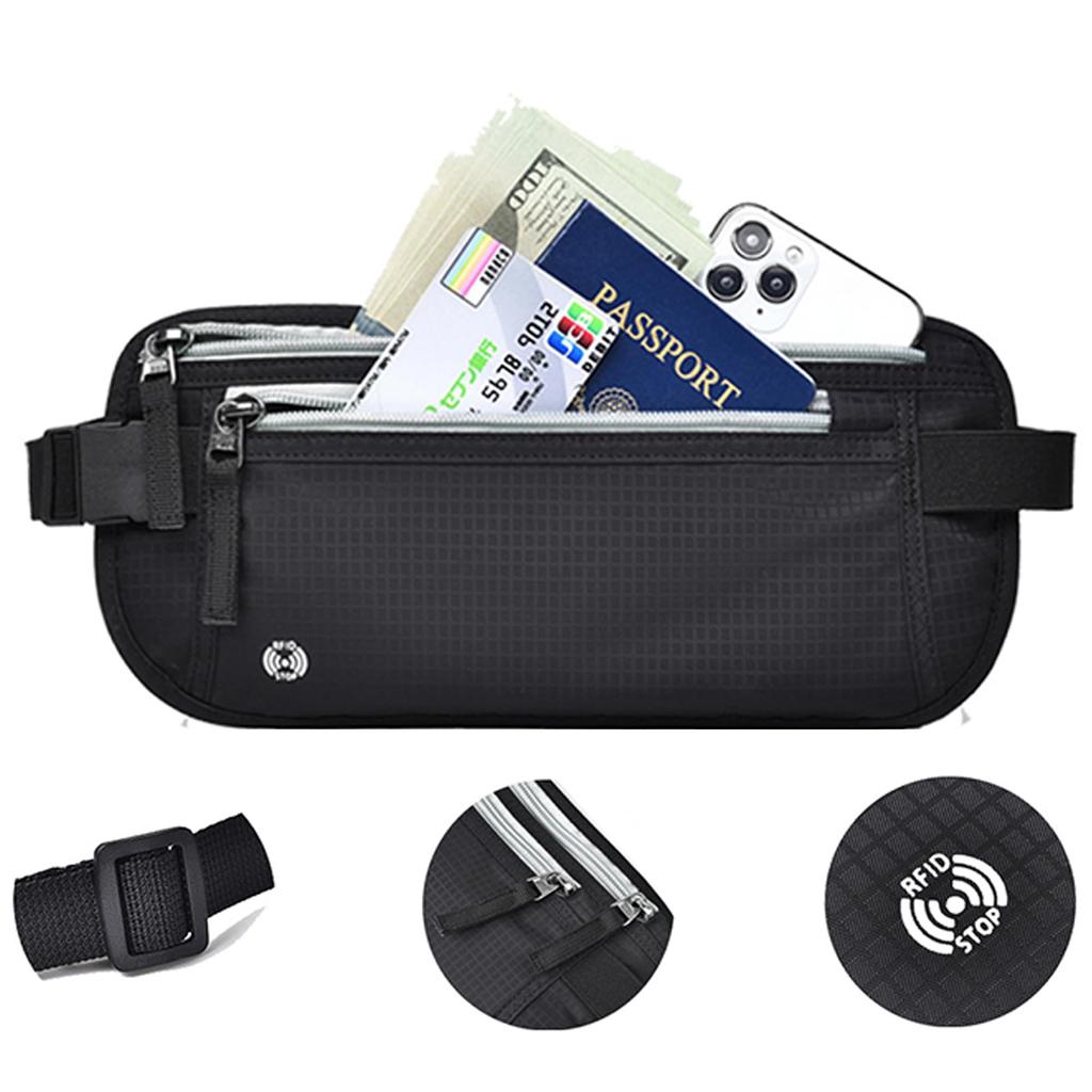 BOJIDO Waist Security Waist Body Bag with RFID Large Abrasion Perfect for and Running Pouch, Pouch, Bag, Security, Stylish, Ultra-Lightweight,
