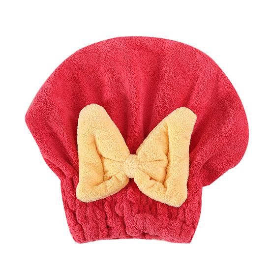 Absorbent Hair Drying Cap Quick Dry Microfiber Hair Towel Wrap Shower Cap Wet Hair Drying Turban with Bow Tie for Women Girls