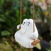 Cute Swinging Ghost Couple Ornament Aesthetic Ghost Swing Decoration Ghost Statue Pendant  Tree