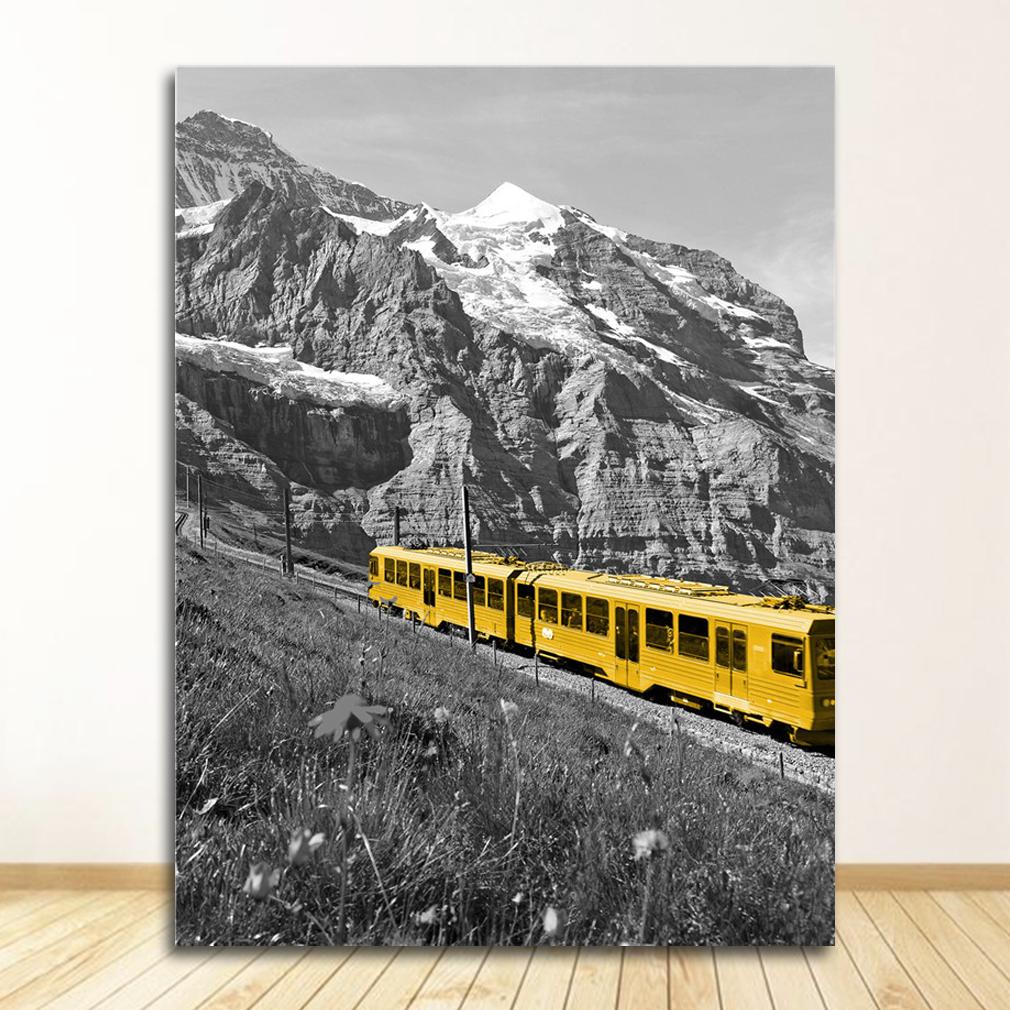 Picture For Living Room Decoration Poster And Print Black And White Landscape Nordic Canvas Painting Set Art Yellow Scenery Wall