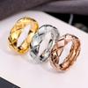Elegant korean style minimalist titanium steel ring - women's diamond-cut stainless steel ring
