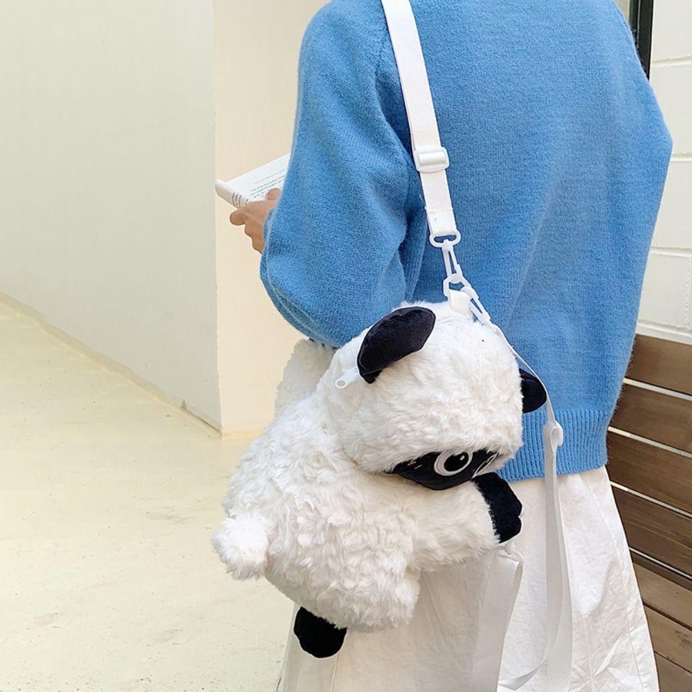 Kawaii Sheep Doll Shoulder Bag Soft Plush Backpack Shopping Animal Lamb Crossbody Bag  Students