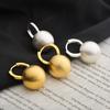 2026 European Minimalist Brushed Ball Hoop Earrings - Bold Matte Sphere Ear Buckles for Women Niche Design Jewelry