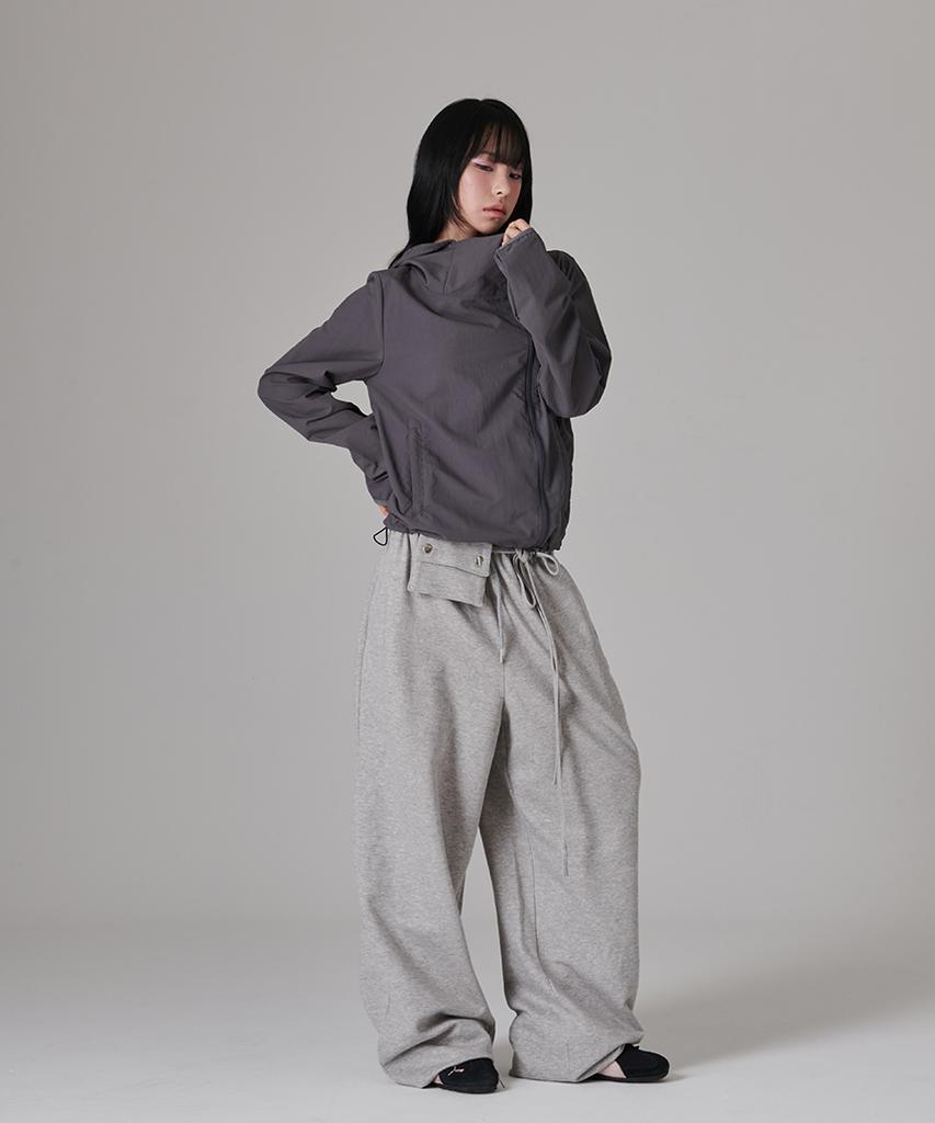 ESCAPEFROM Escf Logo Point High-Neck Windbreaker Charcoal