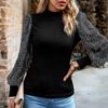 Women's Half Turtleneck Long-sleeved Sequined Patchwork Knitted Top