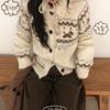 The Pink Nordic Pattern Wool Knit Cardigan