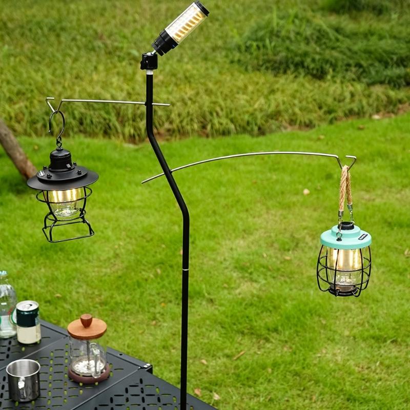 Regulable Height Camping Lamp Poles Light weight Outdoor Hanging Lamp Stand for Hiking Fishing Backpacking